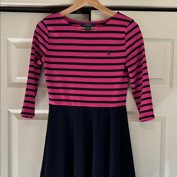Ralph Lauren Other - Polo Ralph Lauren Girls Fuchsia and Navy Striped Ponte Dress Size XL(16)